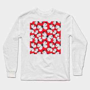 Cabbage butterfly pattern on red Long Sleeve T-Shirt